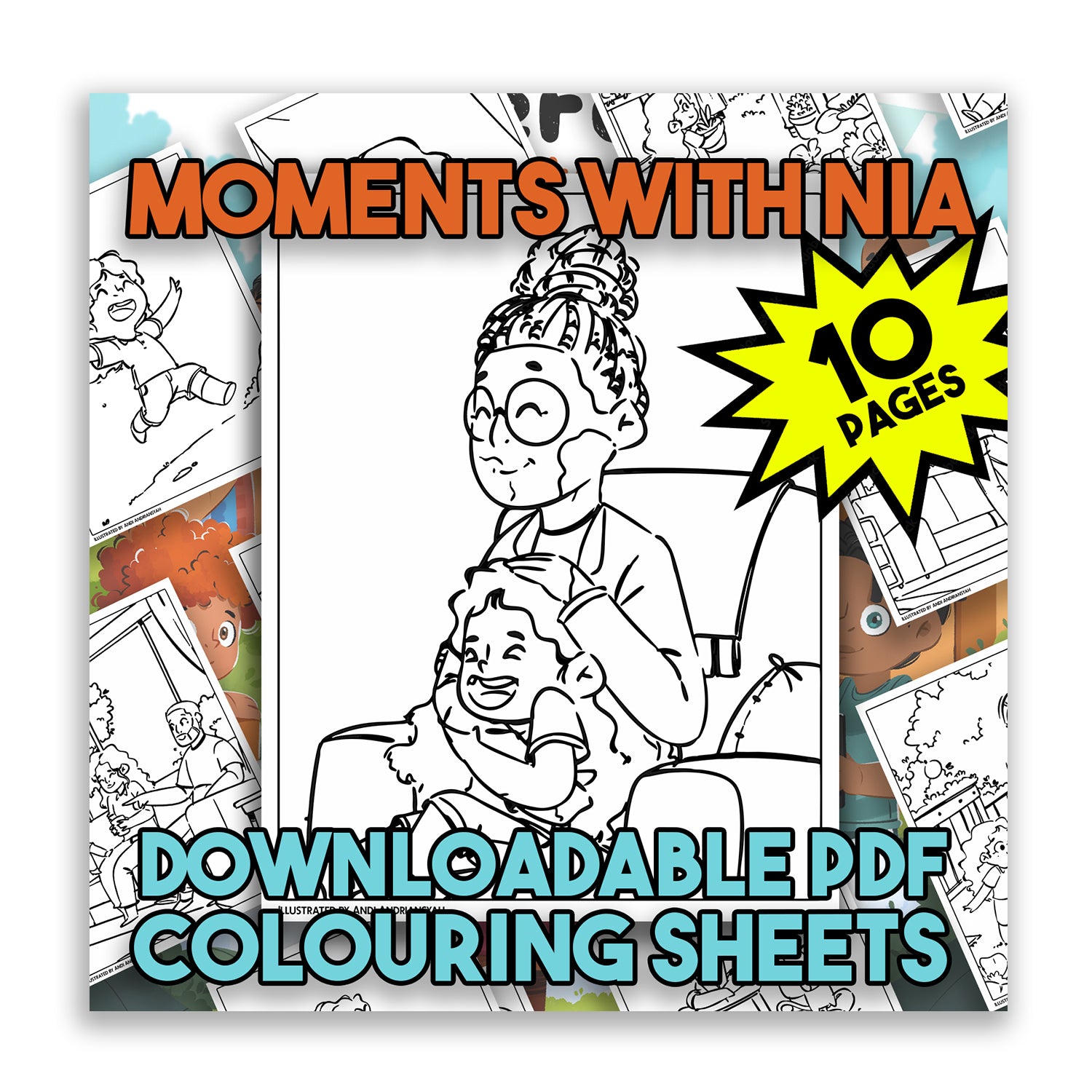 Moments With Nia Mini Colouring Pack (Digital Download): Nia's Family